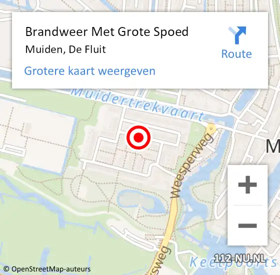 Locatie op kaart van de 112 melding: Brandweer Met Grote Spoed Naar Muiden, De Fluit op 27 juni 2018 10:33