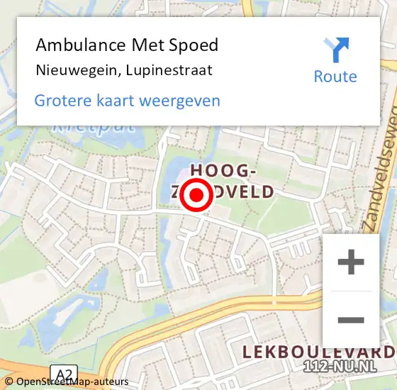 Locatie op kaart van de 112 melding: Ambulance Met Spoed Naar Nieuwegein, Lupinestraat op 27 juni 2018 11:00