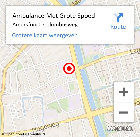 Locatie op kaart van de 112 melding: Ambulance Met Grote Spoed Naar Amersfoort, Columbusweg op 27 juni 2018 11:11