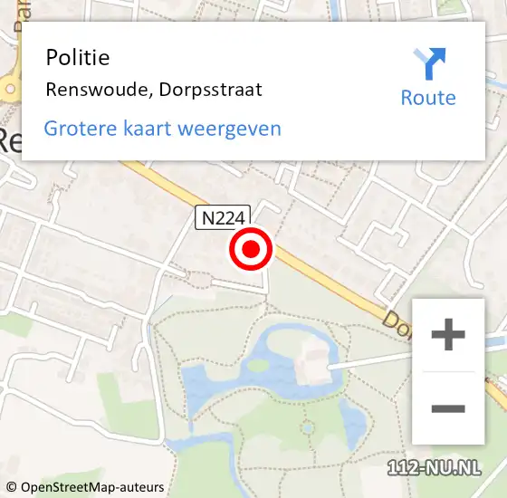 Locatie op kaart van de 112 melding: Politie Renswoude, Dorpsstraat op 27 juni 2018 11:21