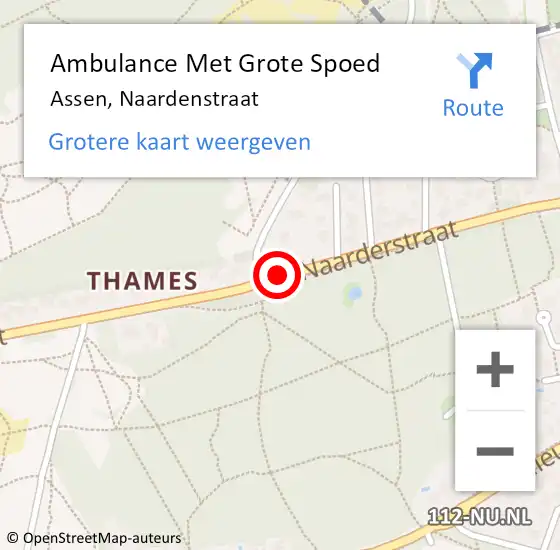 Locatie op kaart van de 112 melding: Ambulance Met Grote Spoed Naar Assen, Naardenstraat op 27 juni 2018 11:45