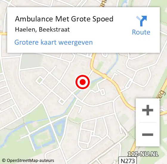 Locatie op kaart van de 112 melding: Ambulance Met Grote Spoed Naar Haelen, Beekstraat op 27 juni 2018 12:26