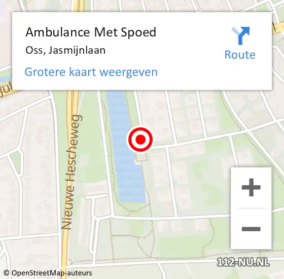 Locatie op kaart van de 112 melding: Ambulance Met Spoed Naar Oss, Jasmijnlaan op 27 juni 2018 13:25