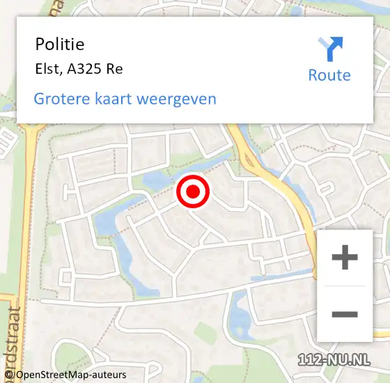 Locatie op kaart van de 112 melding: Politie Valburg, A50 Re op 27 juni 2018 13:37