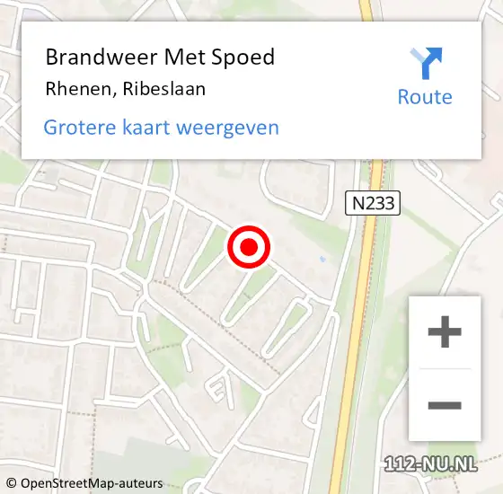 Locatie op kaart van de 112 melding: Brandweer Met Spoed Naar Rhenen, Ribeslaan op 27 juni 2018 14:19