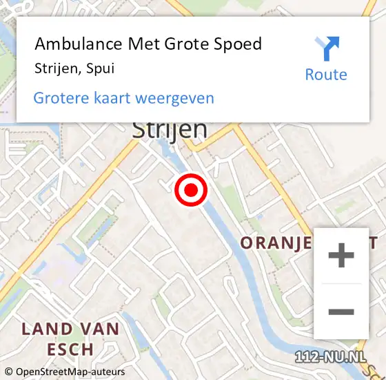 Locatie op kaart van de 112 melding: Ambulance Met Grote Spoed Naar Strijen, Spui op 27 juni 2018 14:24