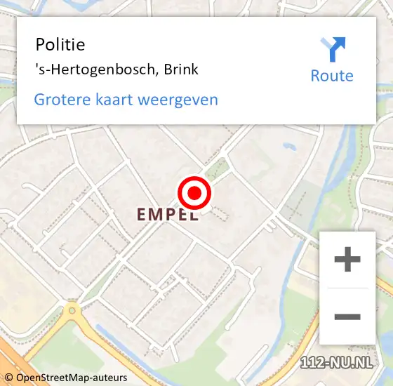 Locatie op kaart van de 112 melding: Politie 's-Hertogenbosch, Brink op 27 juni 2018 14:52