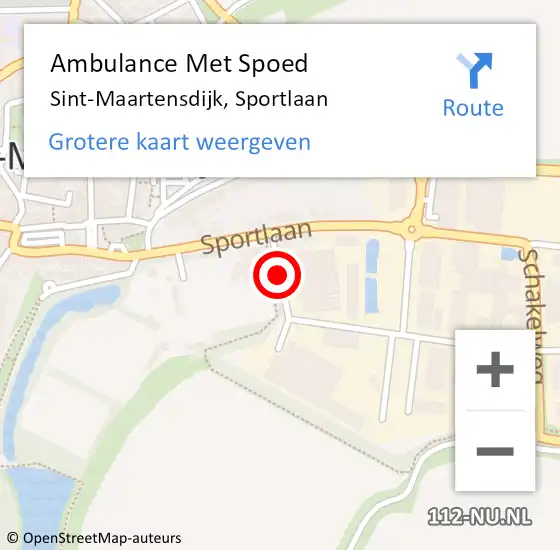 Locatie op kaart van de 112 melding: Ambulance Met Spoed Naar Sint-Maartensdijk, Sportlaan op 27 juni 2018 15:15