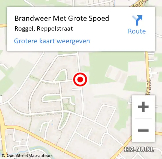 Locatie op kaart van de 112 melding: Brandweer Met Grote Spoed Naar Roggel, Reppelstraat op 27 juni 2018 16:36