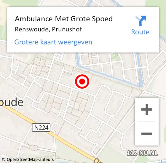 Locatie op kaart van de 112 melding: Ambulance Met Grote Spoed Naar Renswoude, Prunushof op 27 juni 2018 18:44