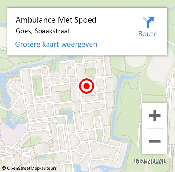 Locatie op kaart van de 112 melding: Ambulance Met Spoed Naar Goes, Spaakstraat op 27 juni 2018 19:11