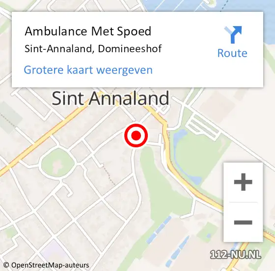 Locatie op kaart van de 112 melding: Ambulance Met Spoed Naar Sint-Annaland, Domineeshof op 27 juni 2018 19:17