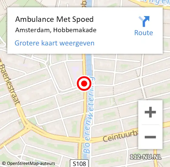 Locatie op kaart van de 112 melding: Ambulance Met Spoed Naar Amsterdam, Hobbemakade op 27 juni 2018 19:25