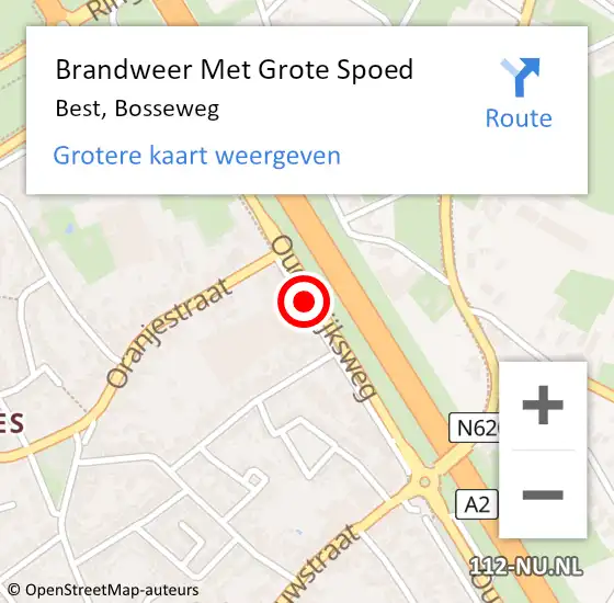 Locatie op kaart van de 112 melding: Brandweer Met Grote Spoed Naar Best, Bosseweg op 27 juni 2018 19:33