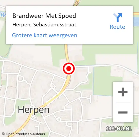 Locatie op kaart van de 112 melding: Brandweer Met Spoed Naar Herpen, Sebastianusstraat op 27 juni 2018 19:58