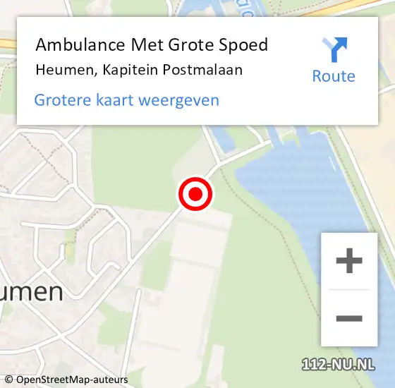 Locatie op kaart van de 112 melding: Ambulance Met Grote Spoed Naar Heumen, Kapitein Postmalaan op 27 juni 2018 20:08