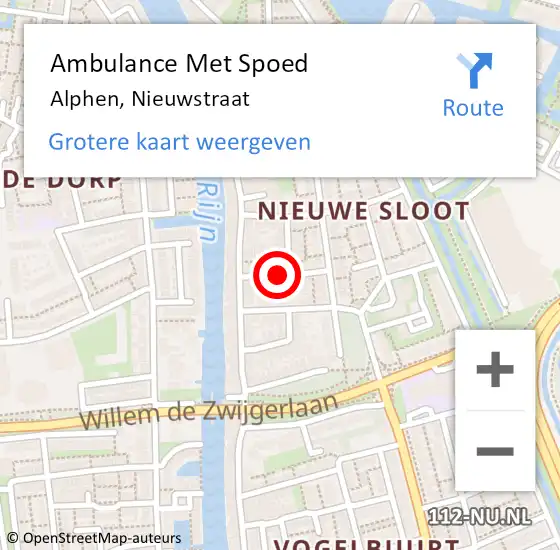 Locatie op kaart van de 112 melding: Ambulance Met Spoed Naar Alphen, Nieuwstraat op 27 juni 2018 20:12