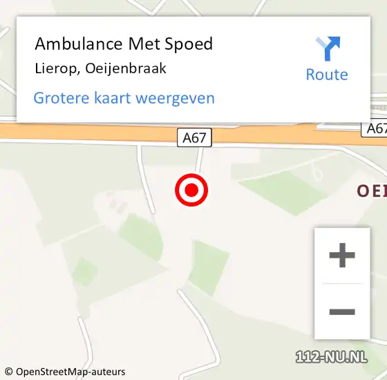 Locatie op kaart van de 112 melding: Ambulance Met Spoed Naar Lierop, Oeijenbraak op 27 juni 2018 20:50