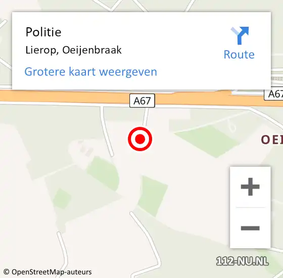 Locatie op kaart van de 112 melding: Politie Lierop, Oeijenbraak op 27 juni 2018 20:52