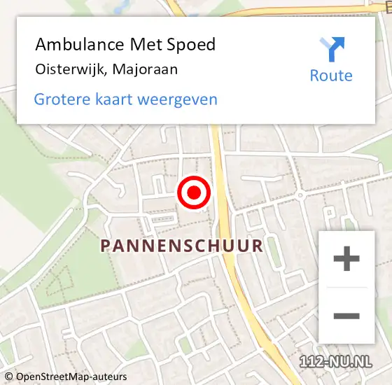 Locatie op kaart van de 112 melding: Ambulance Met Spoed Naar Oisterwijk, Majoraan op 27 juni 2018 21:07