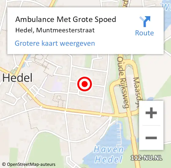 Locatie op kaart van de 112 melding: Ambulance Met Grote Spoed Naar Hedel, Muntmeesterstraat op 27 juni 2018 21:28