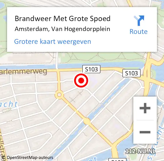 Locatie op kaart van de 112 melding: Brandweer Met Grote Spoed Naar Amsterdam, Van Hogendorpplein op 27 juni 2018 22:28