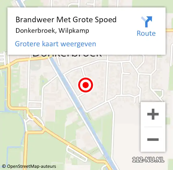 Locatie op kaart van de 112 melding: Brandweer Met Grote Spoed Naar Donkerbroek, Wilpkamp op 27 juni 2018 22:37