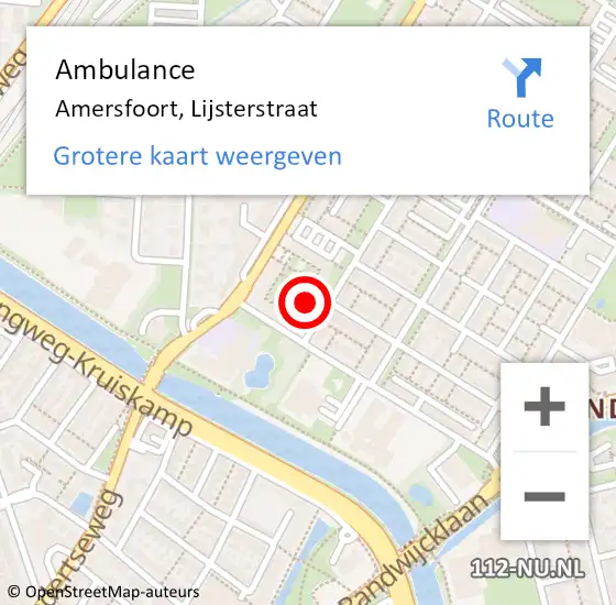 Locatie op kaart van de 112 melding: Ambulance Amersfoort, Lijsterstraat op 27 juni 2018 23:11