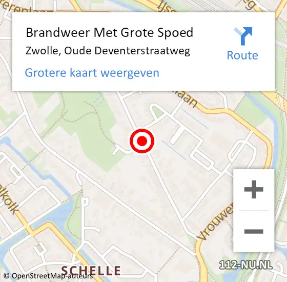 Locatie op kaart van de 112 melding: Brandweer Met Grote Spoed Naar Zwolle, Oude Deventerstraatweg op 28 juni 2018 00:01