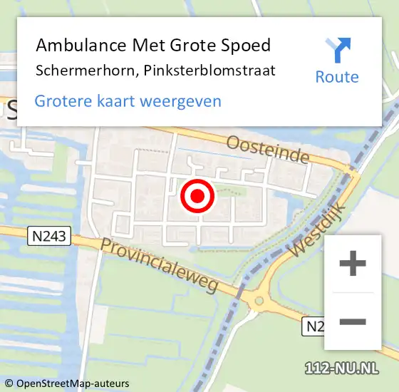 Locatie op kaart van de 112 melding: Ambulance Met Grote Spoed Naar Schermerhorn, Pinksterblomstraat op 28 juni 2018 00:48