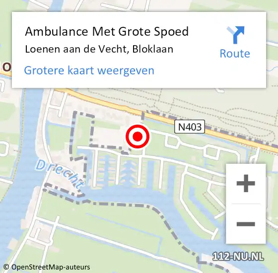 Locatie op kaart van de 112 melding: Ambulance Met Grote Spoed Naar Loenen aan de Vecht, Bloklaan op 28 juni 2018 01:38