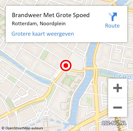 Locatie op kaart van de 112 melding: Brandweer Met Grote Spoed Naar Rotterdam, Noordplein op 28 juni 2018 01:40