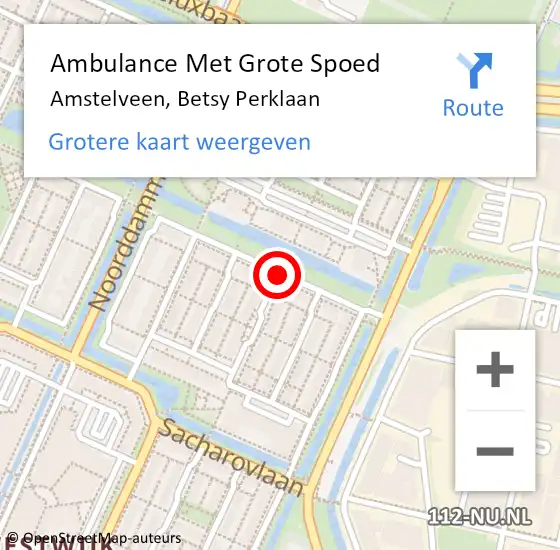 Locatie op kaart van de 112 melding: Ambulance Met Grote Spoed Naar Amstelveen, Betsy Perklaan op 28 juni 2018 02:46