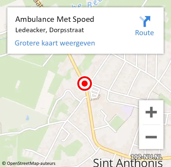 Locatie op kaart van de 112 melding: Ambulance Met Spoed Naar Ledeacker, Dorpsstraat op 1 maart 2014 00:10