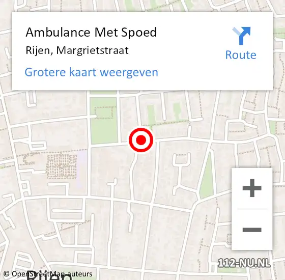 Locatie op kaart van de 112 melding: Ambulance Met Spoed Naar Rijen, Margrietstraat op 28 juni 2018 04:36