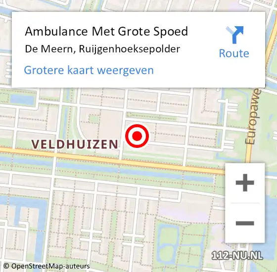 Locatie op kaart van de 112 melding: Ambulance Met Grote Spoed Naar De Meern, Ruijgenhoeksepolder op 28 juni 2018 04:41