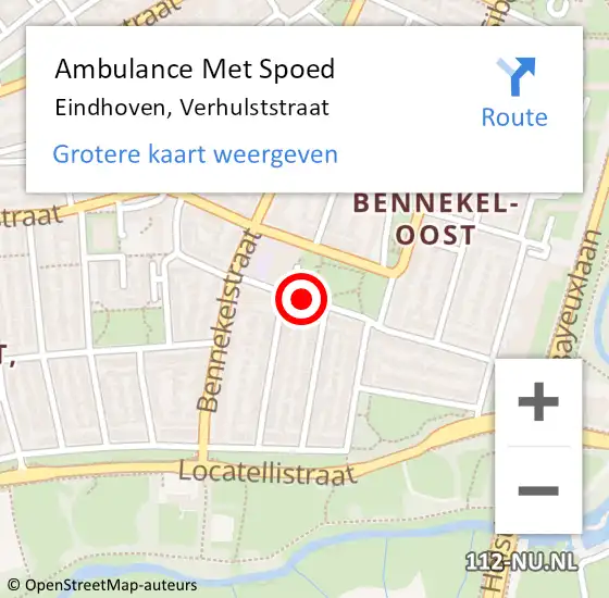 Locatie op kaart van de 112 melding: Ambulance Met Spoed Naar Eindhoven, Verhulststraat op 28 juni 2018 06:50