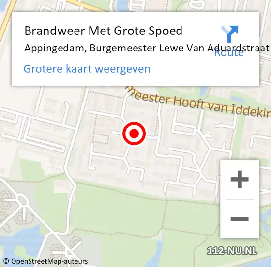 Locatie op kaart van de 112 melding: Brandweer Met Grote Spoed Naar Appingedam, Burgemeester Lewe Van Aduardstraat op 28 juni 2018 08:31