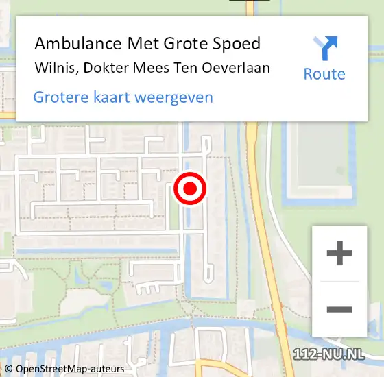 Locatie op kaart van de 112 melding: Ambulance Met Grote Spoed Naar Wilnis, Dokter Mees Ten Oeverlaan op 28 juni 2018 08:52
