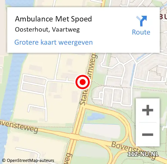Locatie op kaart van de 112 melding: Ambulance Met Spoed Naar Oosterhout, Vaartweg op 28 juni 2018 09:21