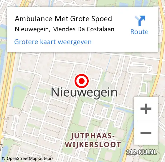 Locatie op kaart van de 112 melding: Ambulance Met Grote Spoed Naar Nieuwegein, Mendes Da Costalaan op 28 juni 2018 09:52