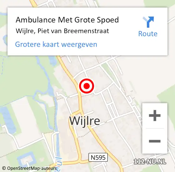 Locatie op kaart van de 112 melding: Ambulance Met Grote Spoed Naar Wijlre, Piet van Breemenstraat op 24 september 2013 00:00