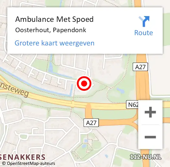 Locatie op kaart van de 112 melding: Ambulance Met Spoed Naar Oosterhout, Papendonk op 28 juni 2018 10:31