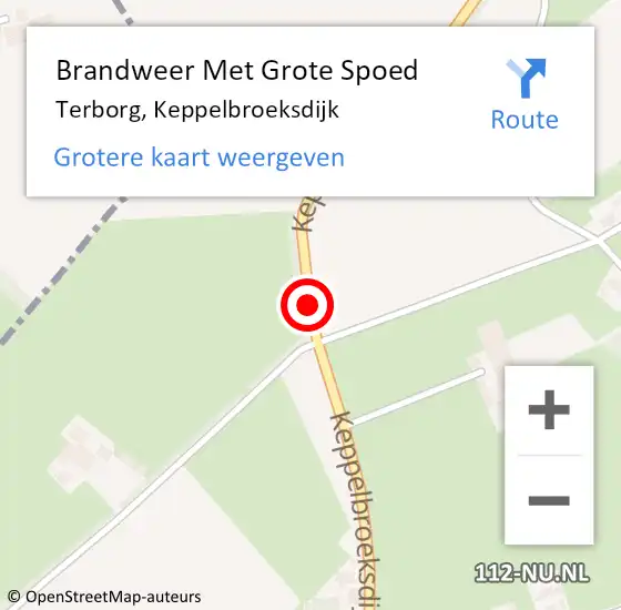 Locatie op kaart van de 112 melding: Brandweer Met Grote Spoed Naar Terborg, Keppelbroeksdijk op 28 juni 2018 10:40