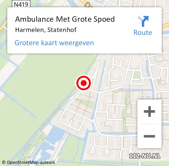 Locatie op kaart van de 112 melding: Ambulance Met Grote Spoed Naar Harmelen, Statenhof op 28 juni 2018 10:57