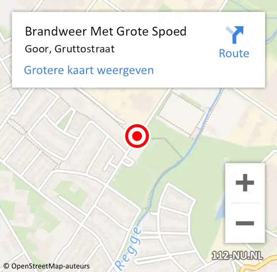 Locatie op kaart van de 112 melding: Brandweer Met Grote Spoed Naar Goor, Gruttostraat op 28 juni 2018 10:57