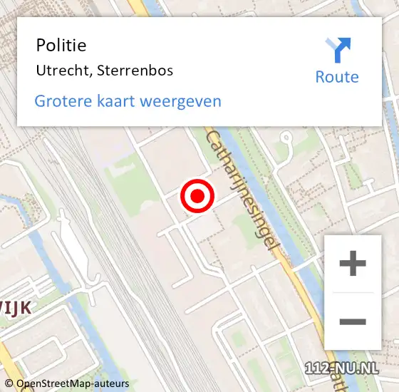 Locatie op kaart van de 112 melding: Politie Utrecht, Sterrenbos op 28 juni 2018 11:23