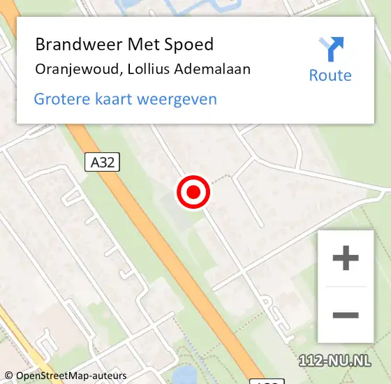 Locatie op kaart van de 112 melding: Brandweer Met Spoed Naar Oranjewoud, Lollius Ademalaan op 28 juni 2018 11:26