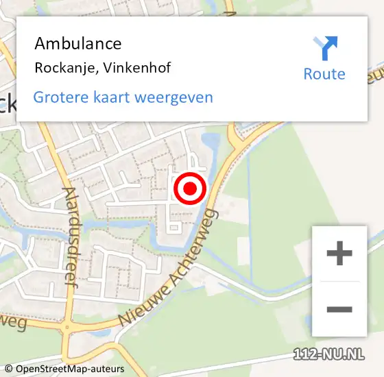 Locatie op kaart van de 112 melding: Ambulance Rockanje, Vinkenhof op 28 juni 2018 11:44