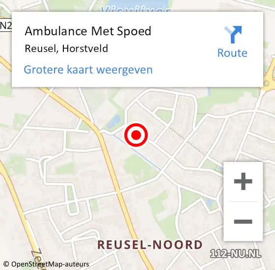 Locatie op kaart van de 112 melding: Ambulance Met Spoed Naar Reusel, Horstveld op 28 juni 2018 12:15